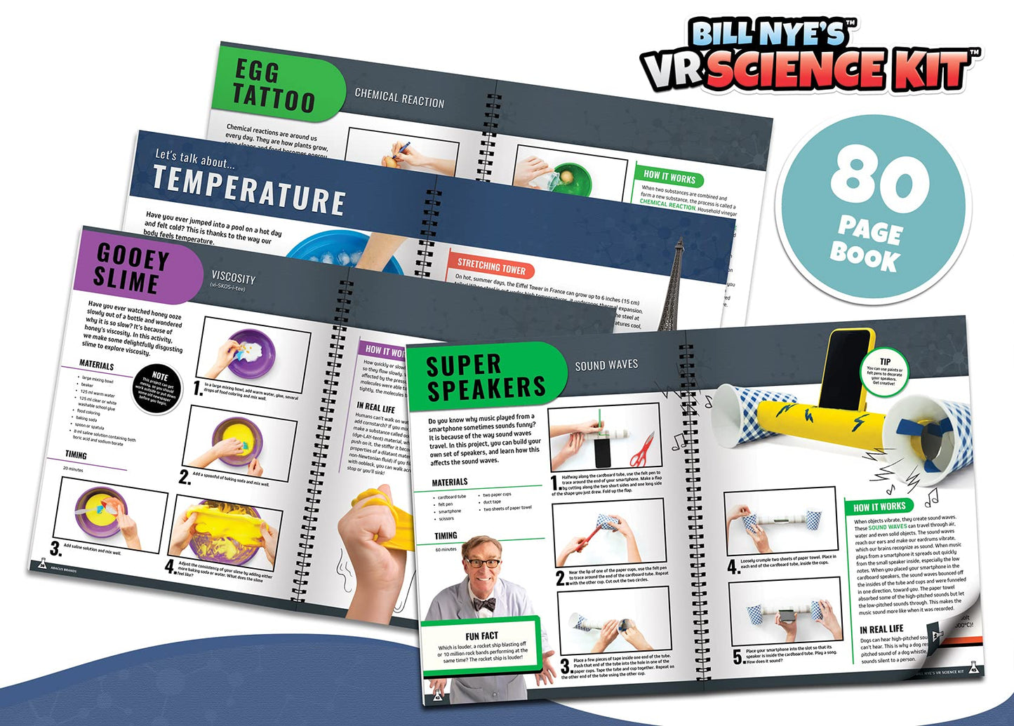 Abacus Brands Bill Nye'S Vr Science Kit - Virtual Reality Kids Science Kit, Book And Interactive Stem Learning Activity Set (Materials & Book Only - Goggles Sold Separately)