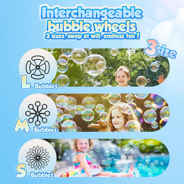 Beria Automatic Bubble Machine For Kids - 3 Size Bubbles, 2 Speeds, Outdoor Toys For Toddlers, Toys For 6 7 8 Years Old Boys Gir