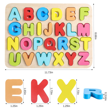 Aile Toddler Wooden Preschool Learning Alphabet Peg Puzzle Board Toys