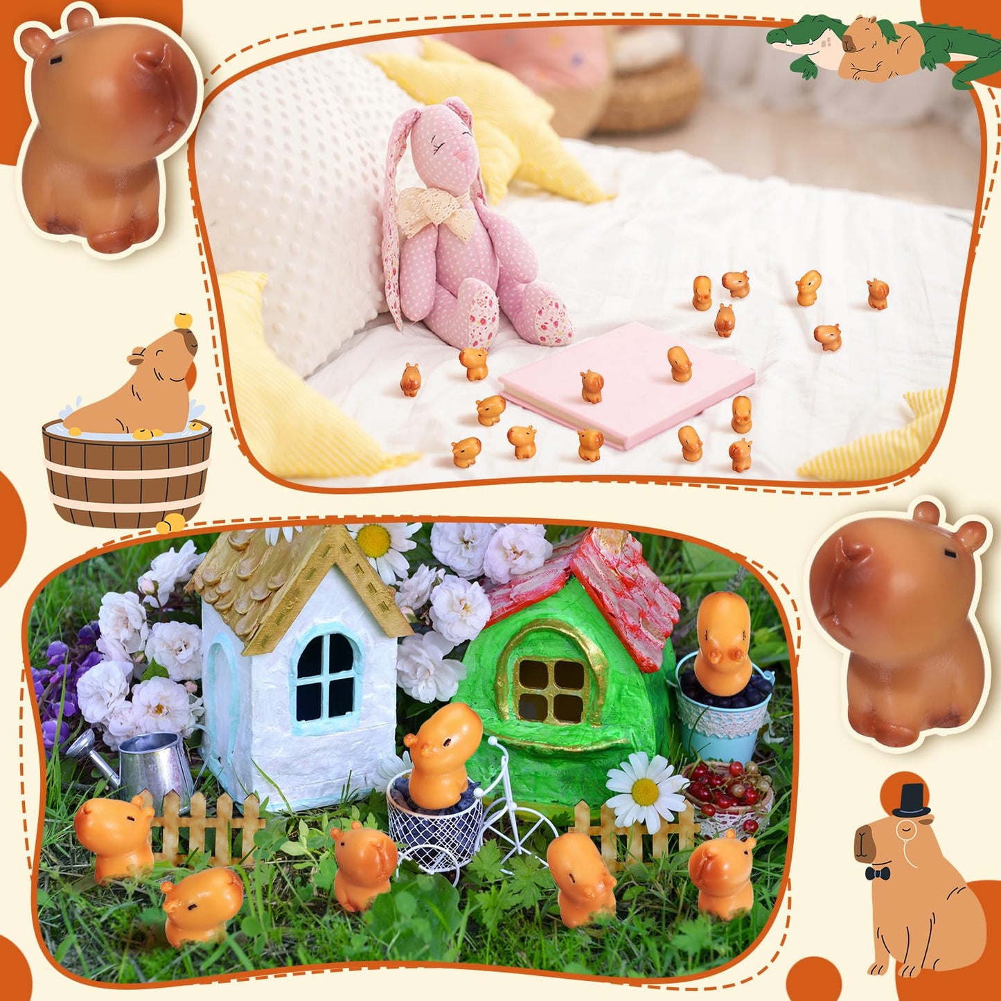 Simgoing 100 Pcs Capybara Figurines Mini Capybara Resin Figurines Capybara Figure Ornament Miniature Animal Desktop Tabletop Out