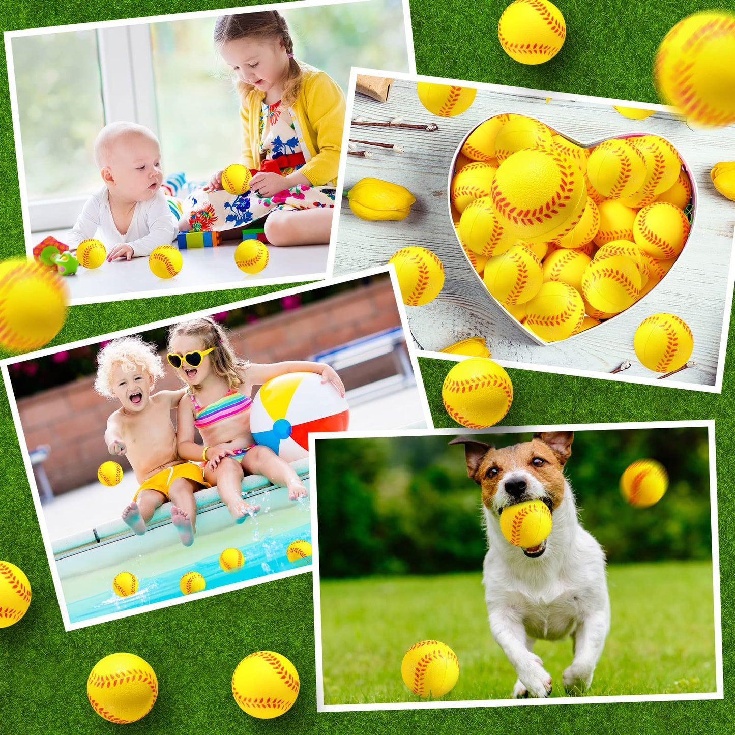 36 Pieces Mini Softball Stress Ball Baseball Sports Foam Squeeze Balls Party Favor Tiny Baseball Toys For Stress Anxiety Relief Team Party Bag Gift Fillers School Carnival Reward Ball Games(Yellow)