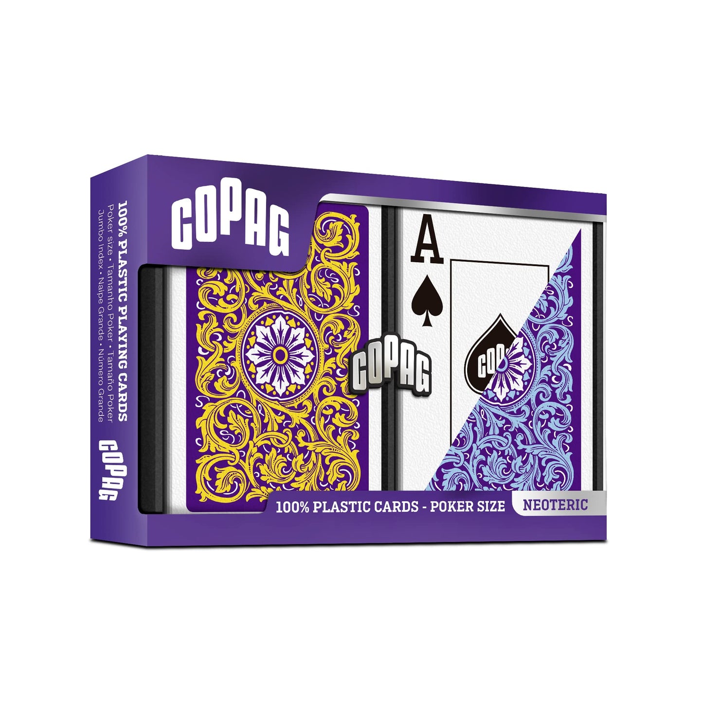 Copag 1546 Neoteric Design 100% Plastic Playing Cards, Poker Size Violet/Yellow/Blue (Jumbo Index, 6 Sets)
