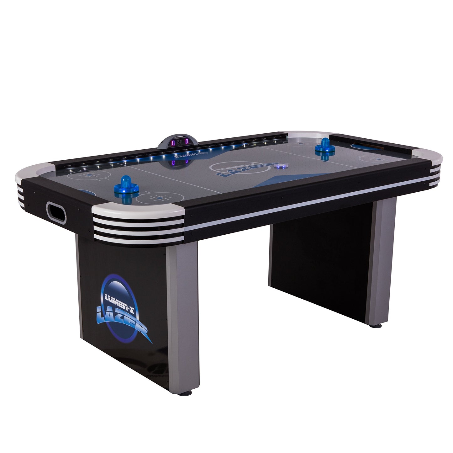 Triumph Sports Lumen-X Lazer 6 Interactive Air Hockey Table Featuring All-Rail LED Lighting and In-Game Music