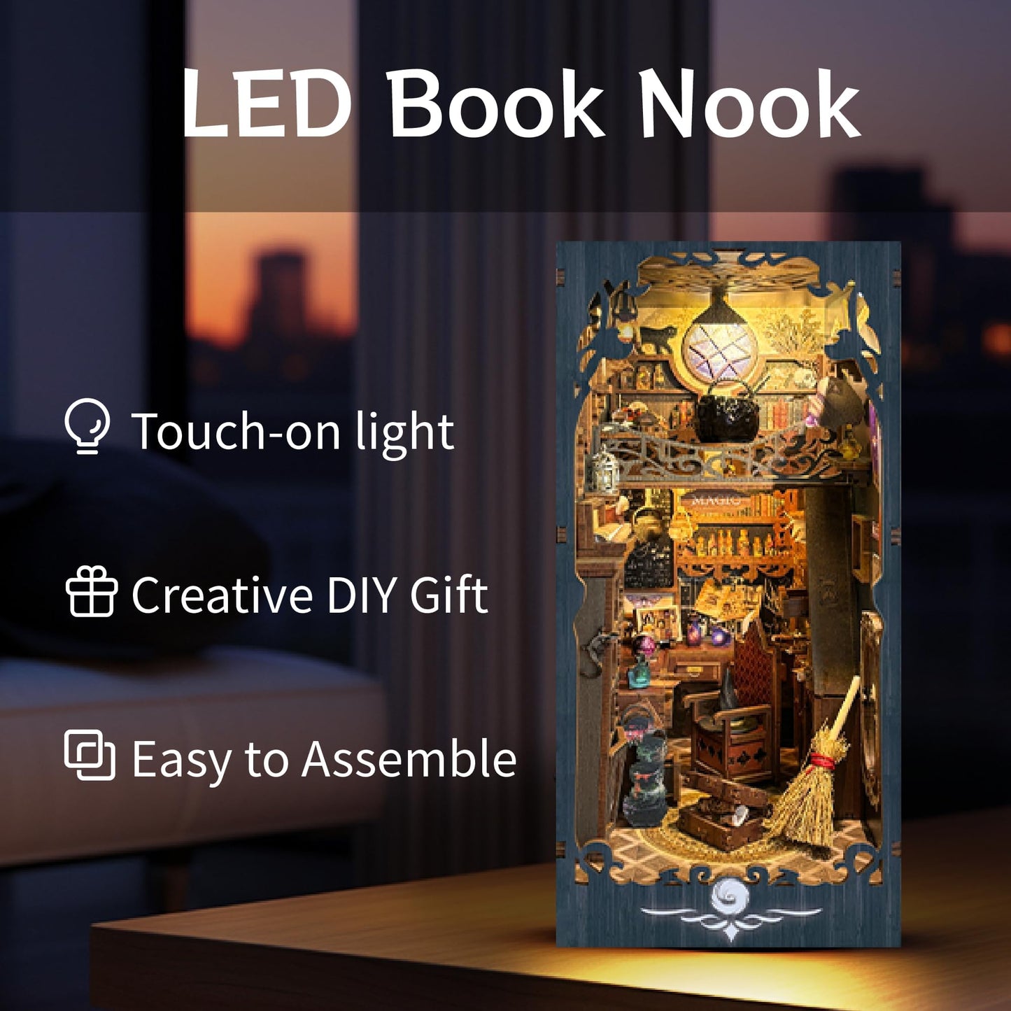 Strucwood Diy Magic Book Nook Kit Miniature House Kit Tiny House Bookshelf Decor 3D Wood Puzzle Dollhouse For Adults - Magic Pot