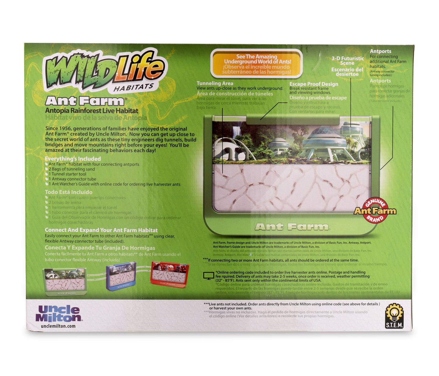 Uncle Milton Ant Farm Antopia Rainforest Ant Habitat - Observe Live Ants - Stem -Nature Learning Toy Green For 6 - 15 Years