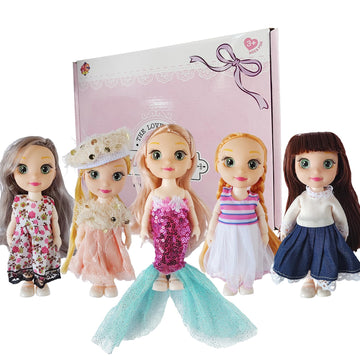 6.3'' Baby Girls Doll Toys, Includes Handmade Doll Clothes, 5 Sets 6.3' Small Girl Dolls, 5 Pairs Of Shoes.