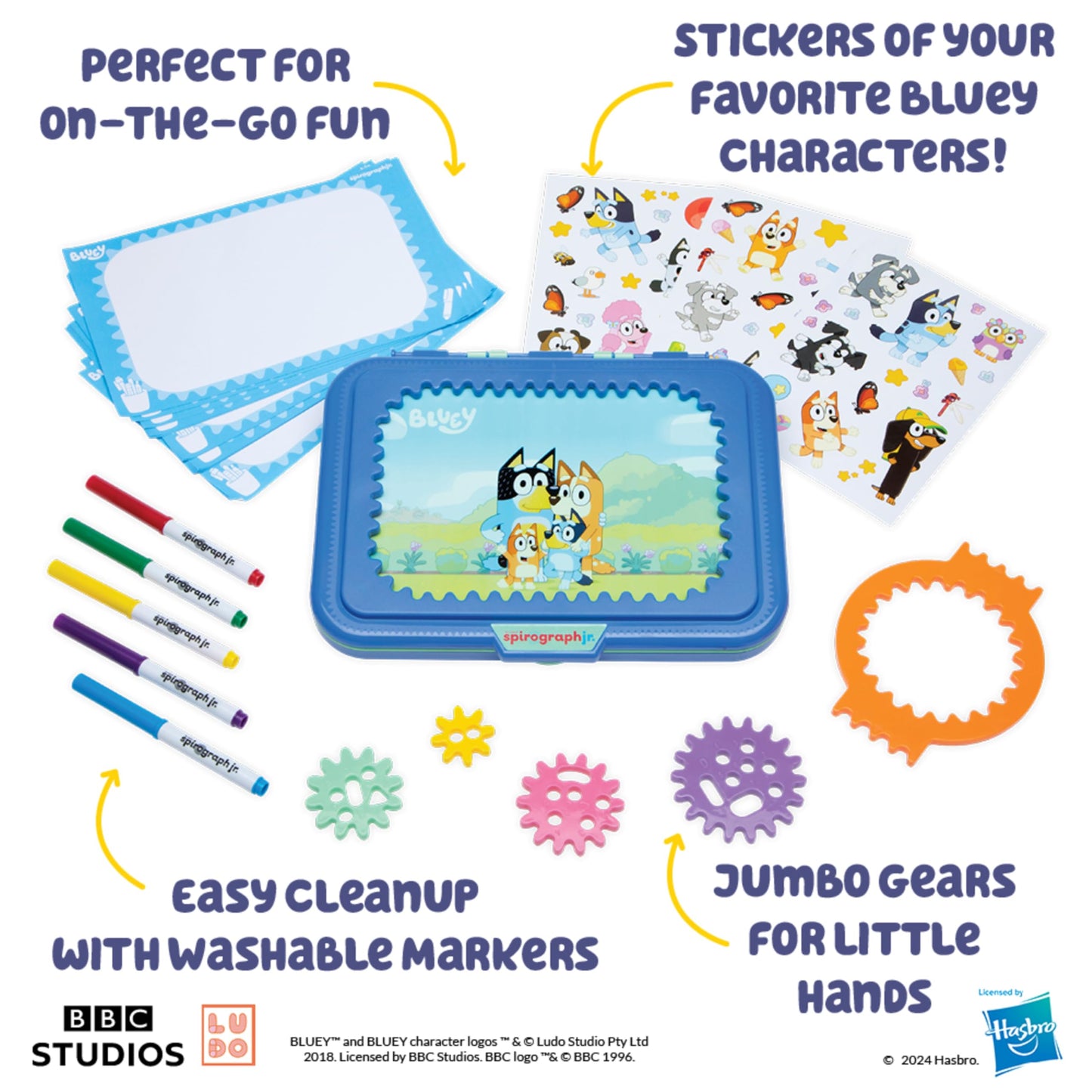 Spirograph Jr Bluey Toys - Toddler Arts And Crafts, Drawing Art Kit, Toddler Activities, Bluey Stickers, Drawing Pad, Jumbo Gear