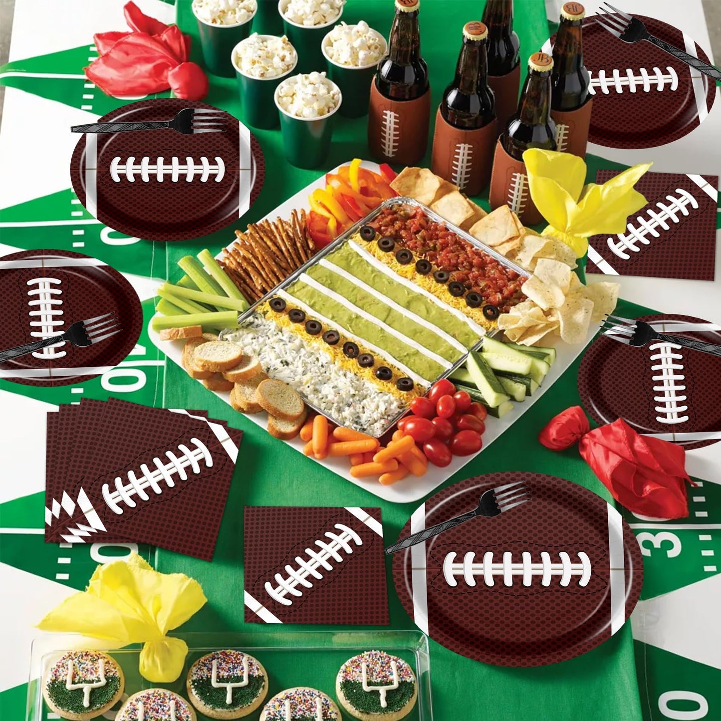 Bqk 96 Pcs Football Plates And Napkins Party Supplies Football Birthday Party Decorations Football Party Supplies Football Party