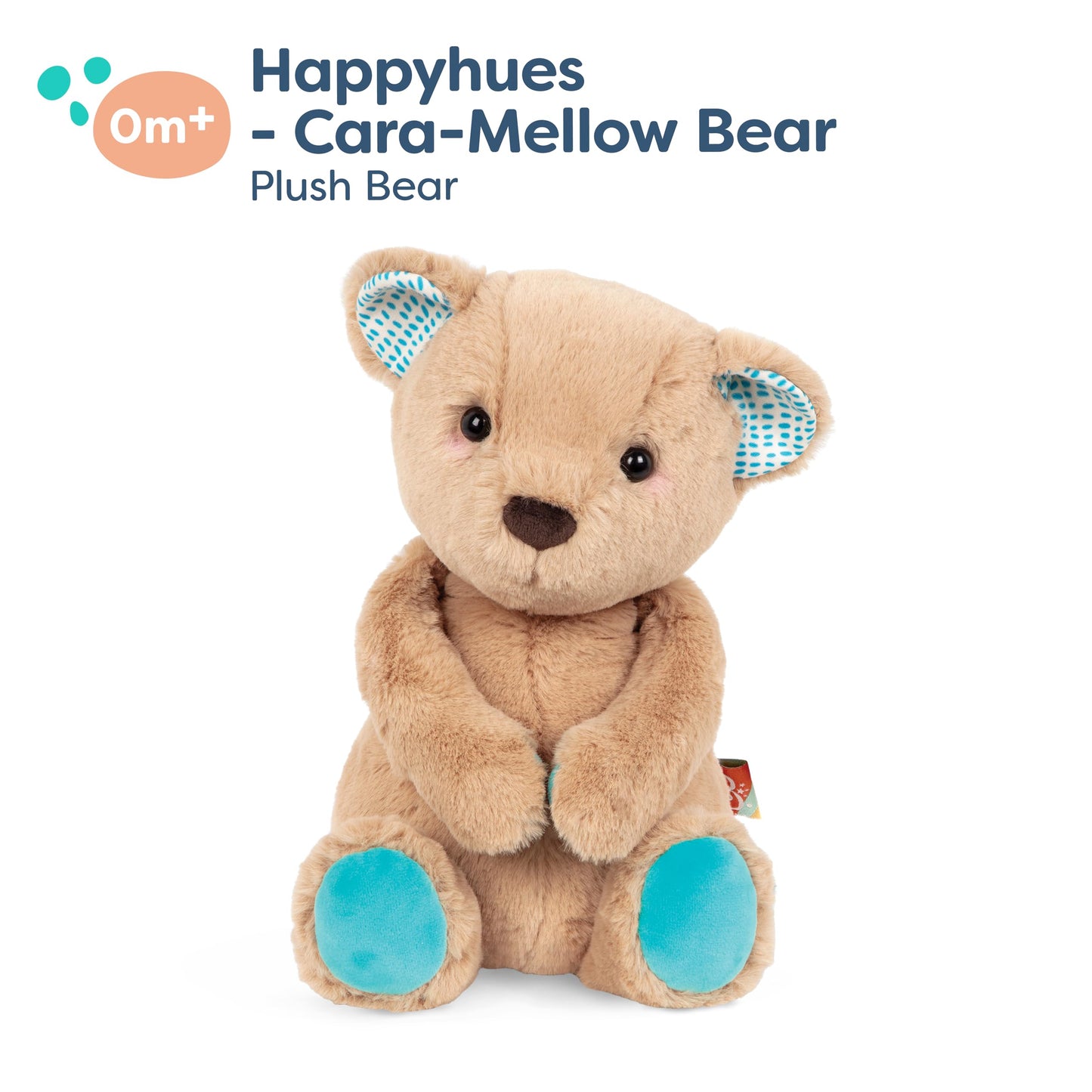 B. Toys- B. Softies-12' Plush Bear- Soft & Cuddly Plush Teddy Bear – Huggable Stuffed Animal Bear Toy – Washable – Newborns, Toddlers, Kids- Happy Hues-Cara-Mellow Bear- 0 Months +