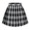 Women`S Plaid Flared British High School Pleated Skirts (4Xl,White Black)