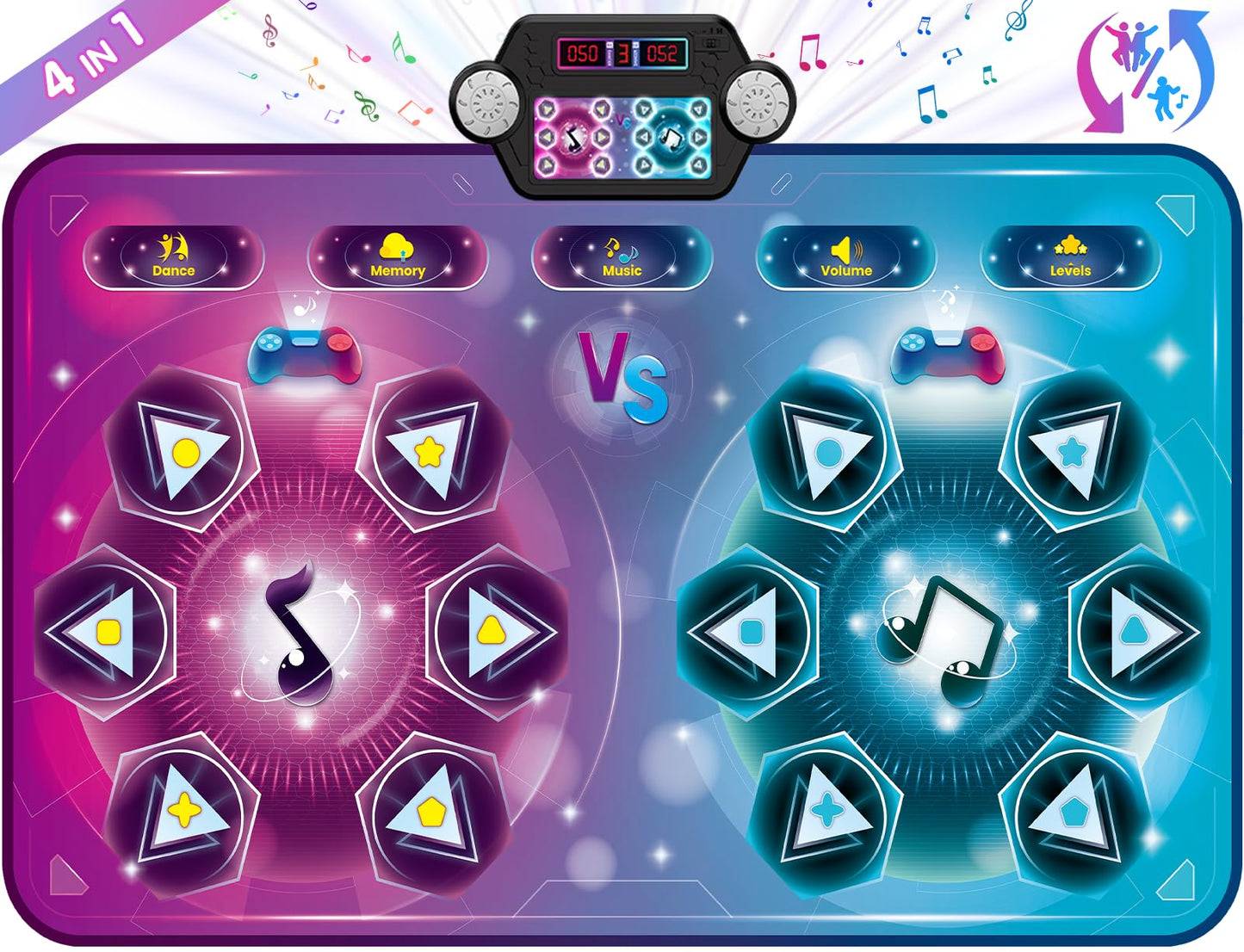 Upgraded Extra Large Electronic Dance Mats, Dance Pad With Single&Double Players Mode, Dancing Music Playmat With Led Light, Cha