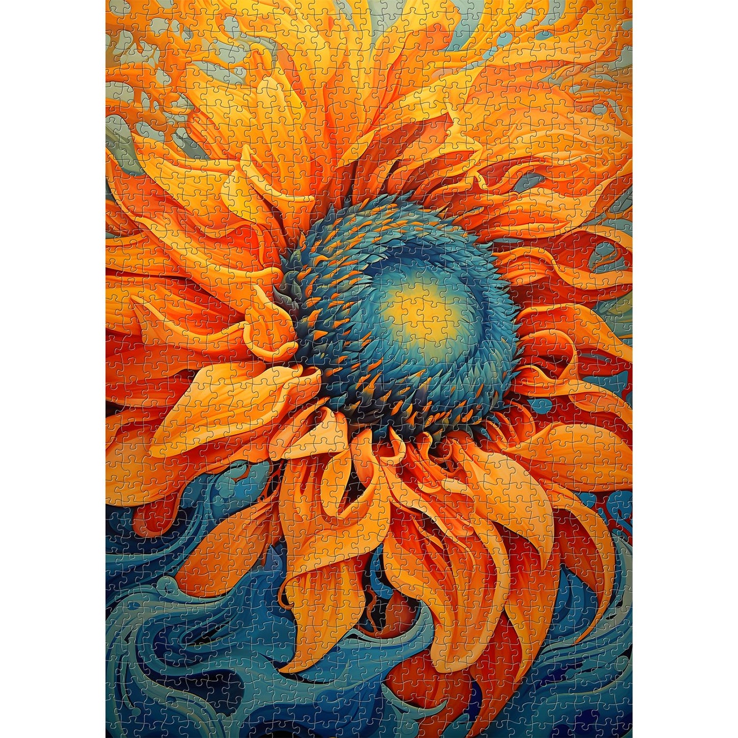 Pickforu Sunflower Puzzles For Adults 1000 Pieces, Colorful Gradient Flower Puzzle, Fine Art Jigsaw Puzzles 1000 Pieces Painting