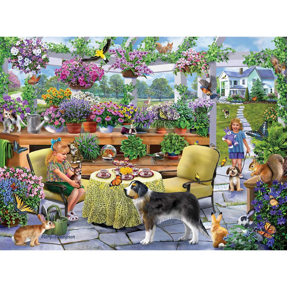 Bits And Pieces – 4-In-1 Multi-Pack 1000 Piece Jigsaw Puzzles For Adults – Glorious Gardens By Artist Mary Thompson, Completed Puzzle Size: 20' X 27'