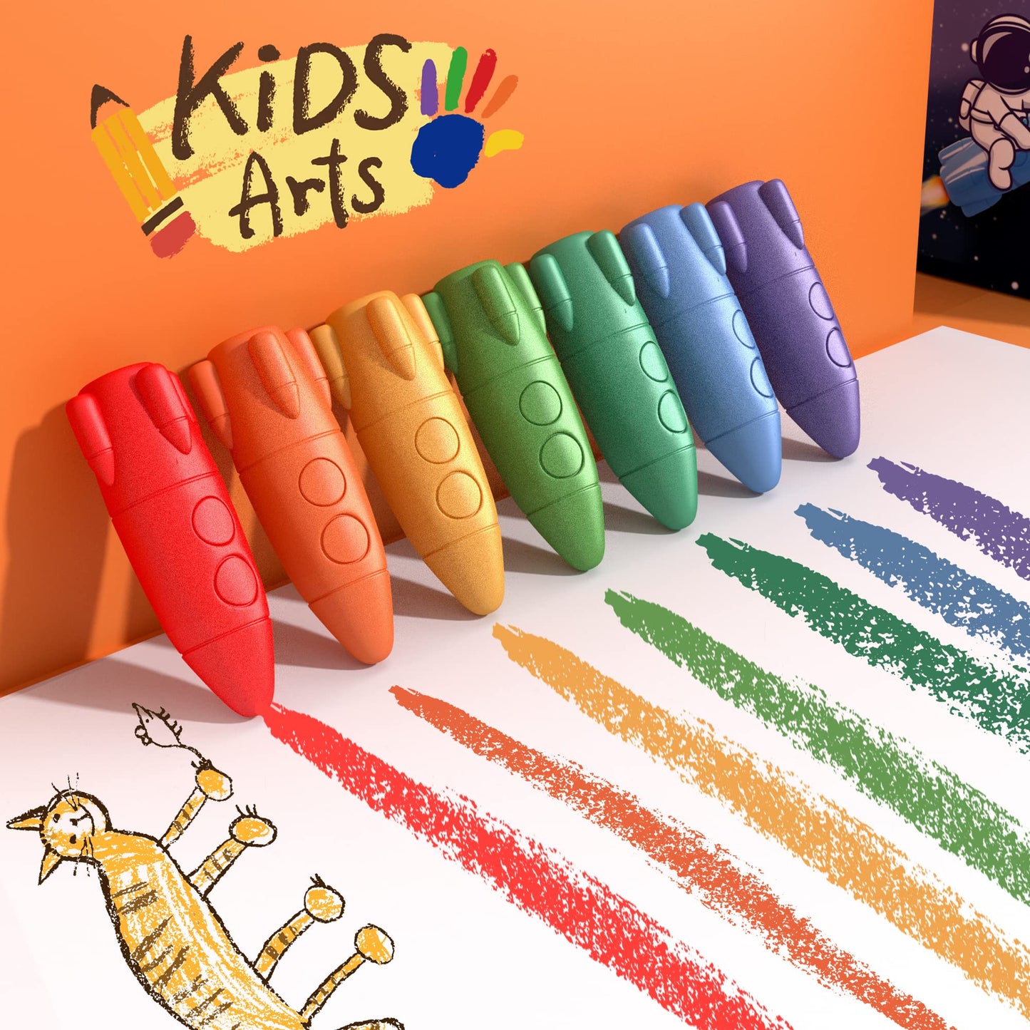 MASSRT 24 Colors Space Crayons for Toddlers Age 1-3, Non-toxic Mess Free Unbreakable Crayon Gifts, Easy to Hold Washable Crayons