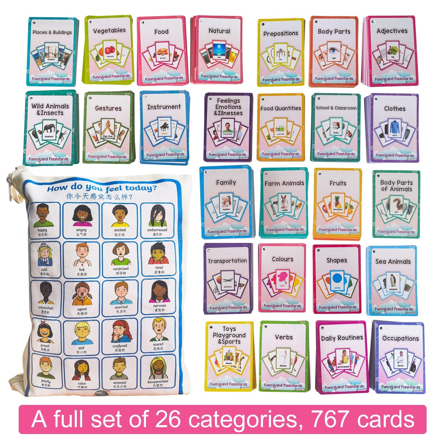 22Pcs/Set Prepositions Kids Gifts English Flash Cards Pocket Card Educational Learning Baby Toys For Children Pre-Kindergarten