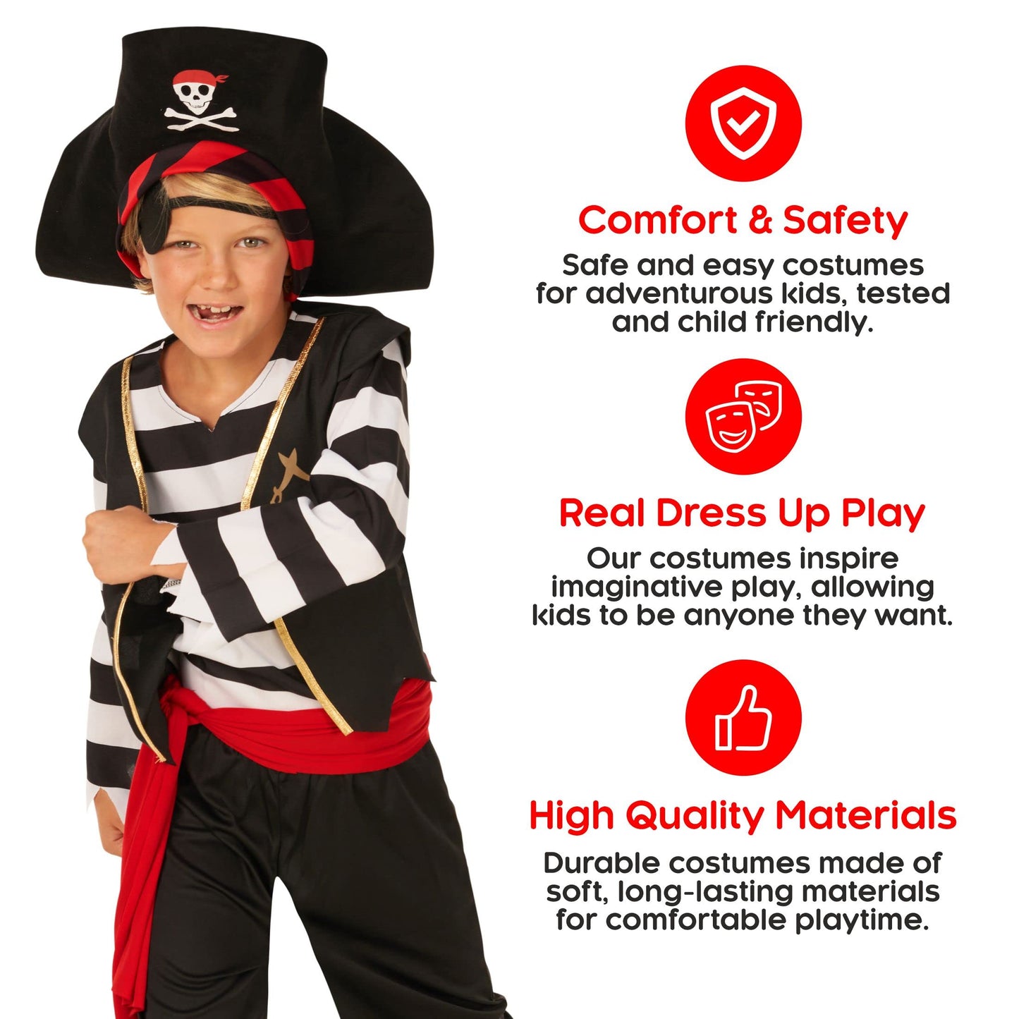 Morph Pirate Costume For Kids - Boys Pirate Outfit - Fun Dress Up Costume For Halloween, Parties, Role Play, 4-6 Years