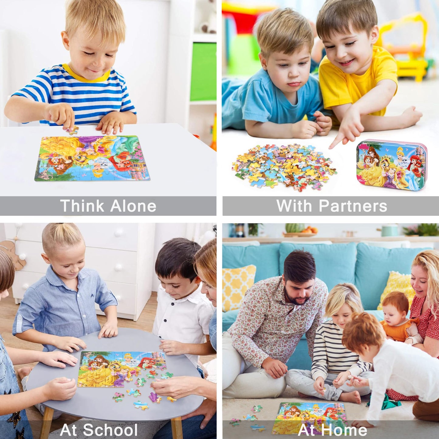 Lelemon Puzzles For Kids Ages 4-6, 60 Piece Puzzles For Kids Ages 3-5 In A Metal Box, Educational Kids Puzzles Jigsaw Puzzles Fo