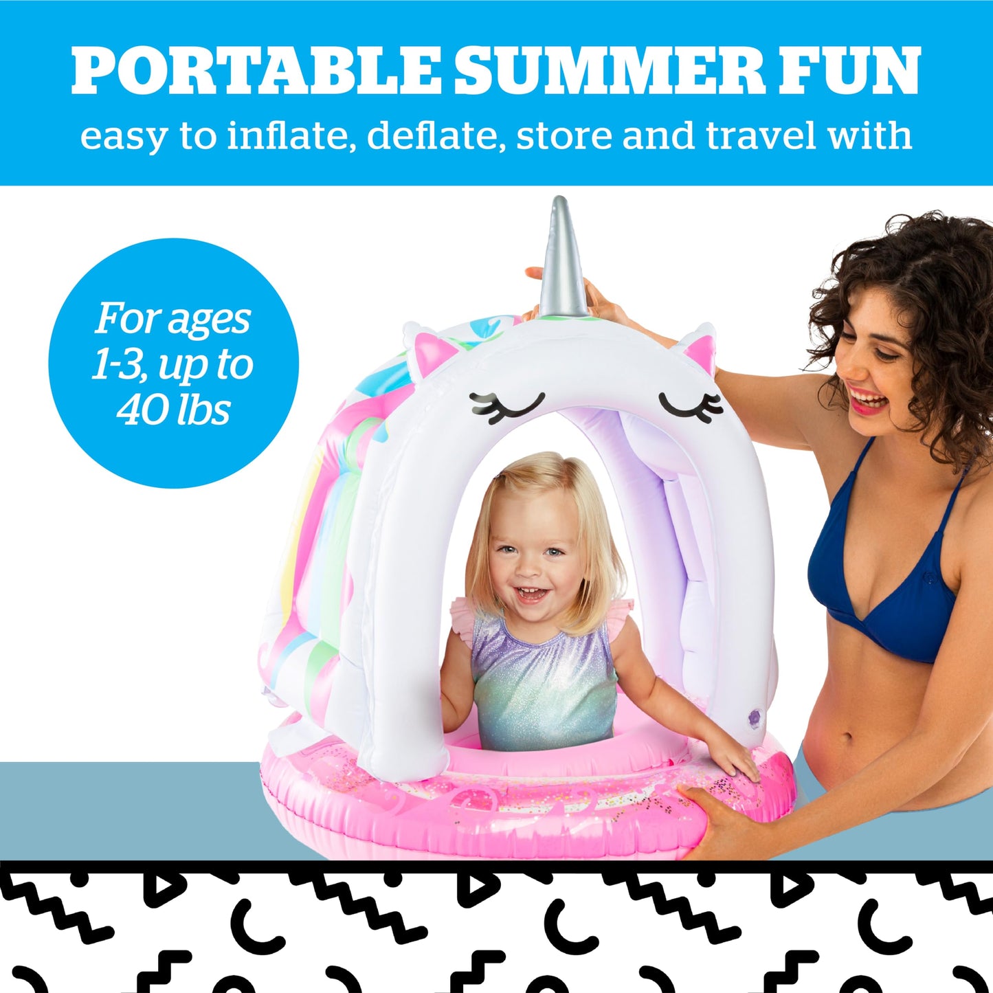 Bigmouth Bmlf-0035 Inflatable Unicorn Lil' Float With Canopy