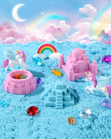 Sikmcle Unicorn Sensory Bin Play Sand Kit For Girls Unicorn Toys For Kids Castle Moulds Toddler Activities And Sensory Bin Fille