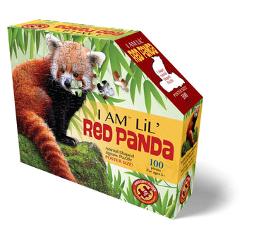Madd Capp Puzzles Jr. - I Am Lil’ Red Panda - 100 Pieces - Animal Shaped Jigsaw Puzzle