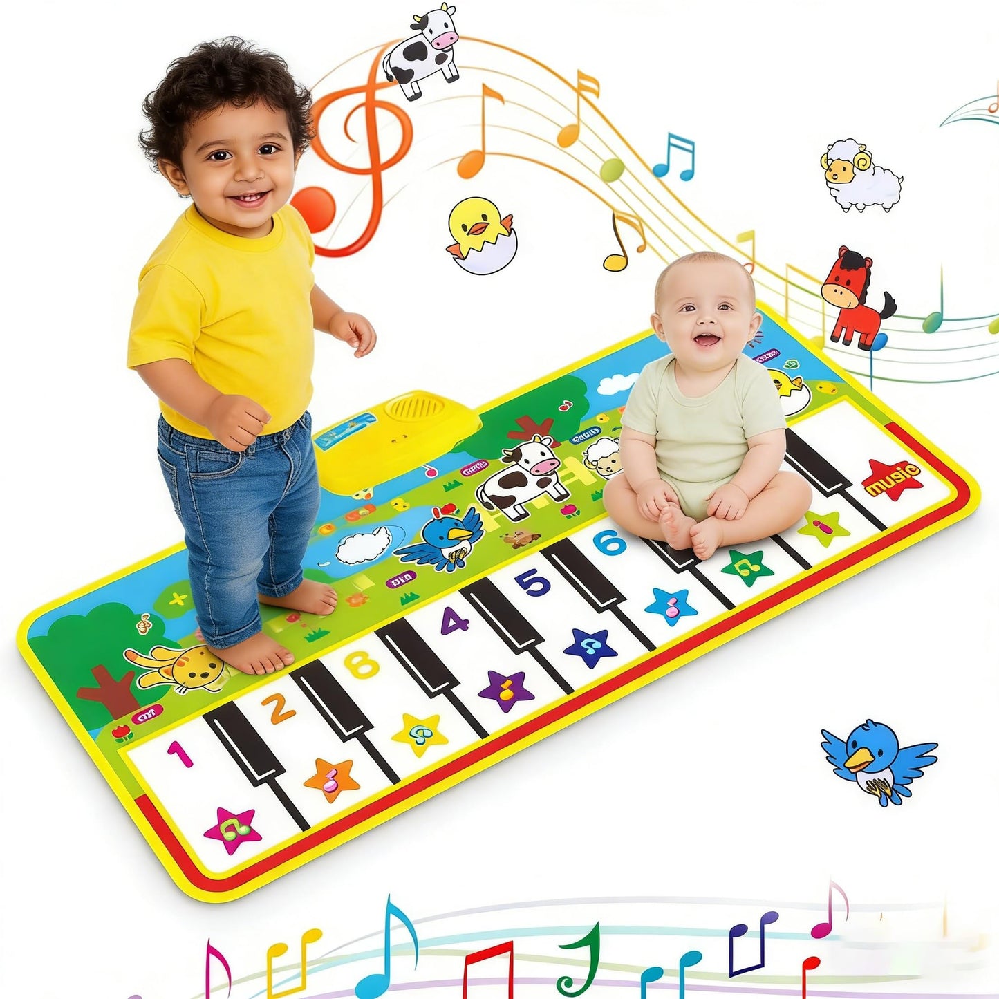 Patpat 8 Instrument Piano Keyboard Musical Mat For Kids 1-6 Years, 8 Sounds And 6 Modes Foldable Baby Drum Educational Music Pla