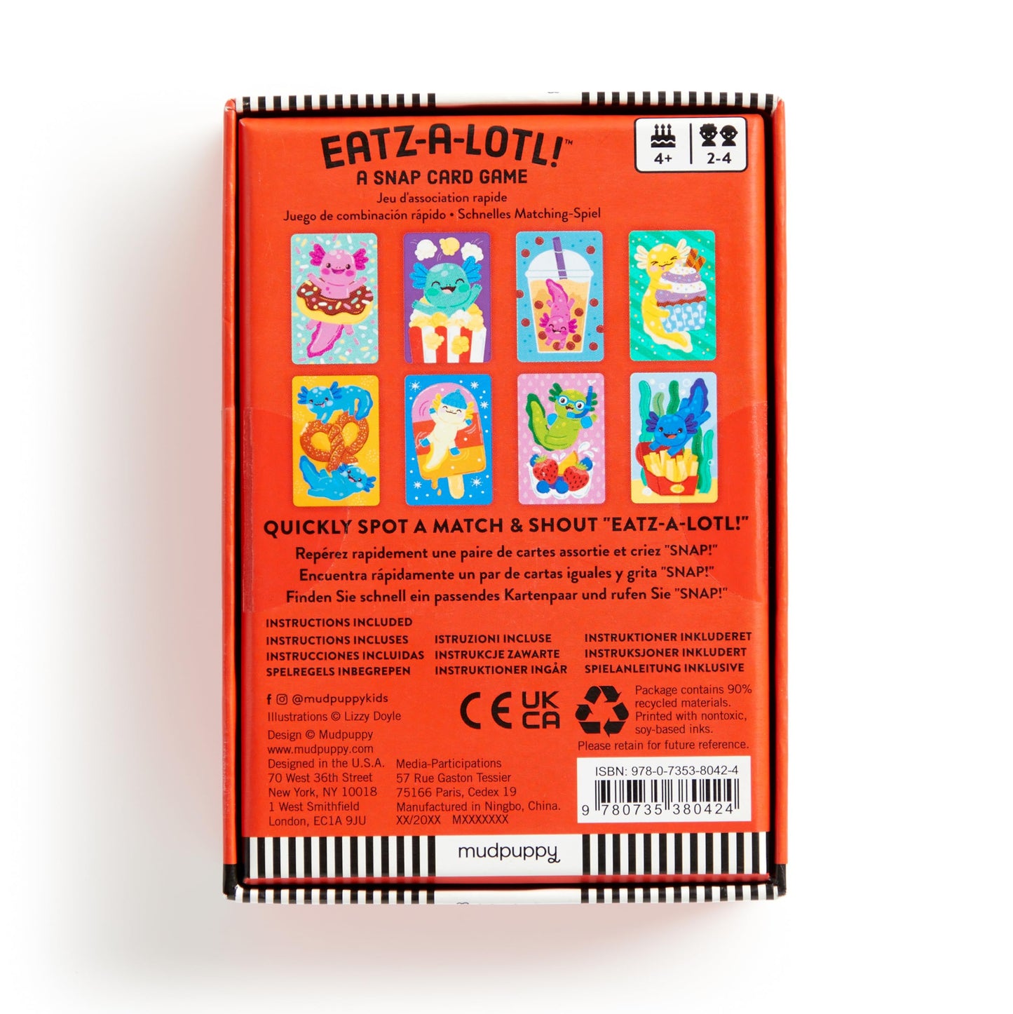 Mudpuppy Eatz-a-lotl! - Axolotl Version of Classic Kids Snap Card Game with Cute Illustrations of Axolotls for Children Ages 4 a