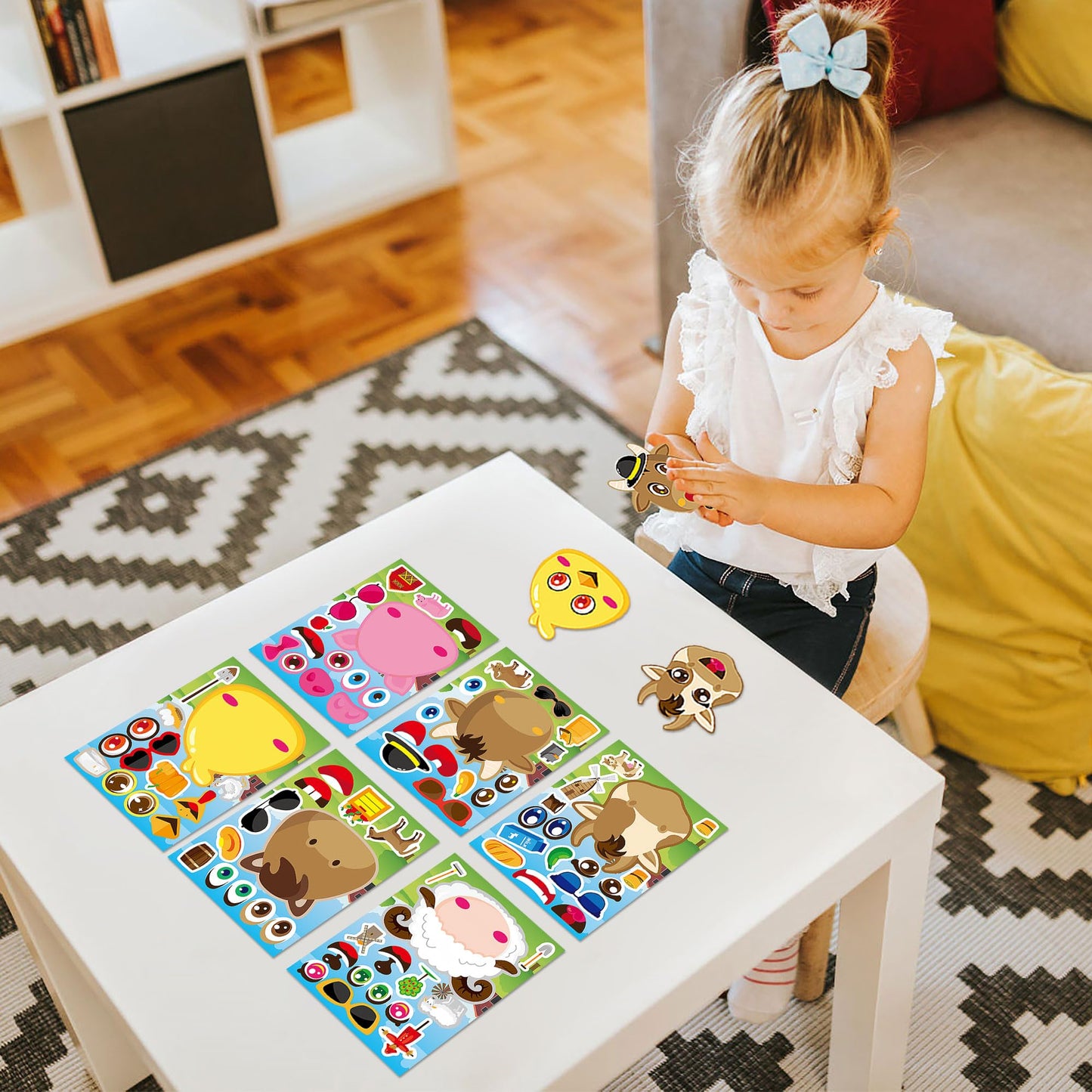 Dorgua Farm Themed Make-A-Face Sticker, Make A Farm Animals Stickers For Kids Boys, Diy Craft Stickers Make Your Own Pigs Cows S