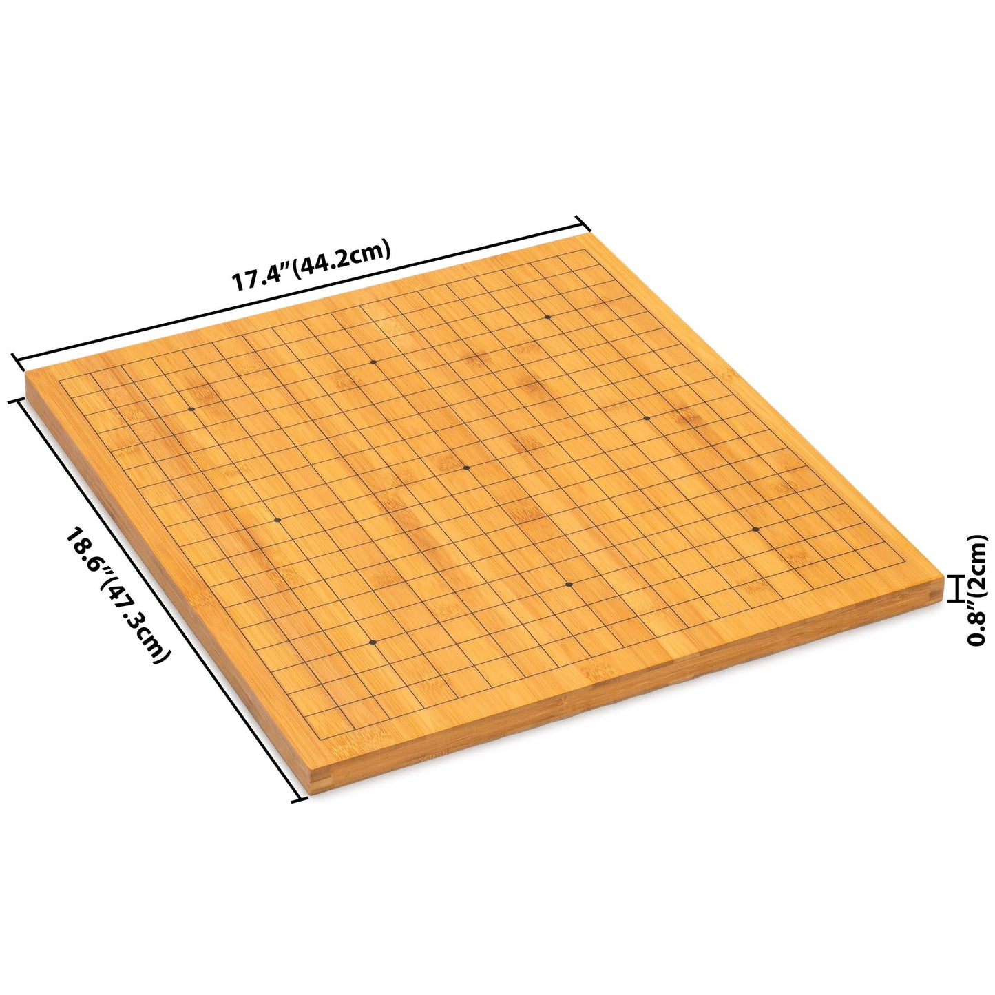 Yellow Mountain Imports Bamboo 0.8-Inch Reversible 19x19 / 13x13 Go Game Set Board with Double Convex Melamine Stones and Bamboo