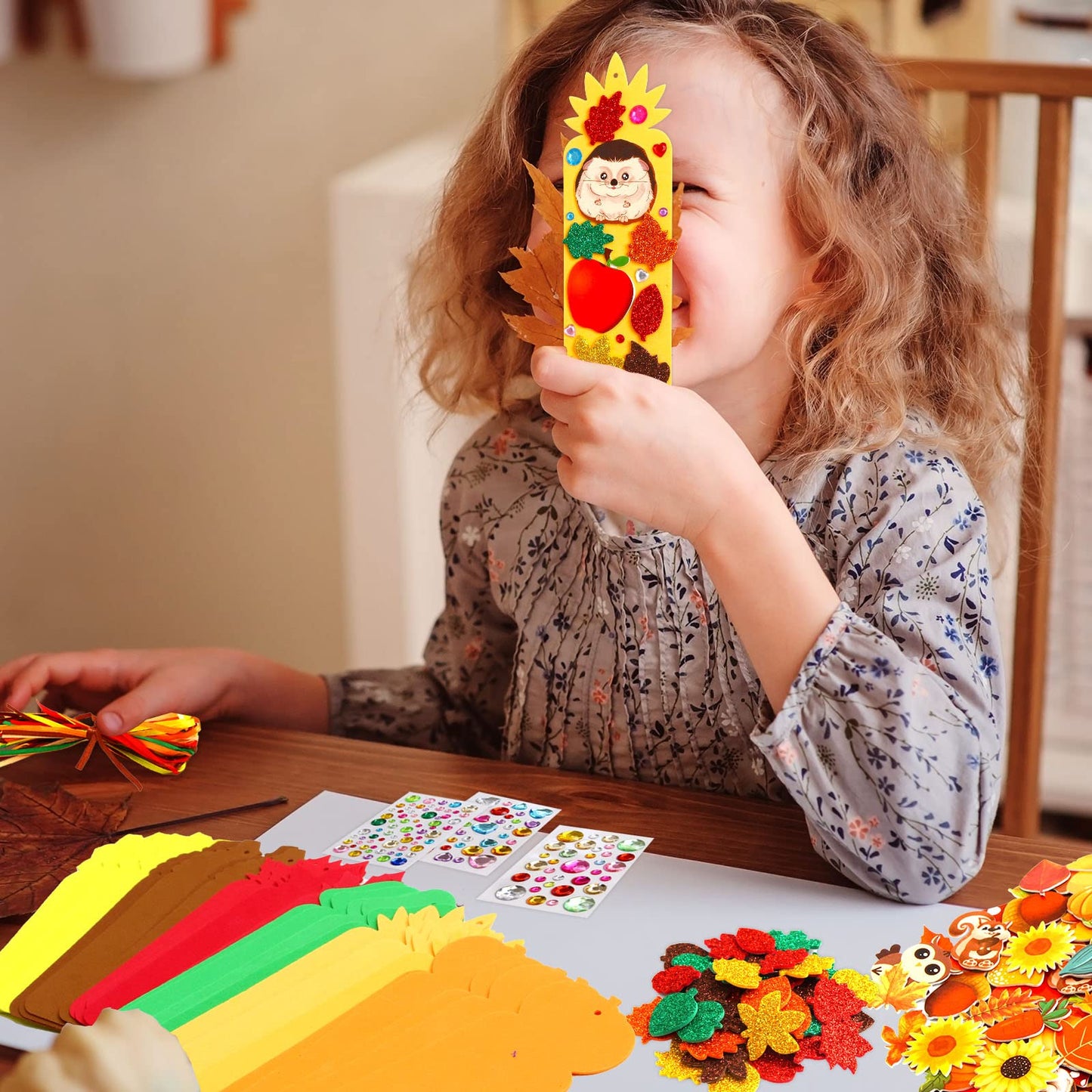 Fall Bookmark Craft Kits Thanksgiving Foam Crafts for Kids Leaf Foam Stickers Autumn Classroom Activities 36 Sets