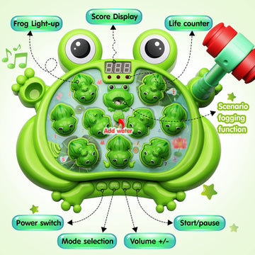 HopeRock Whack A Frog Game for Boys 2-5 Years, Multicolored, 5 Modes, 45 Levels, Plastic Toddler Toy for Early Learning