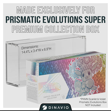 Dinavio Crafthouse Acrylic Display Case for Prismatic Evolutions - Clear, 8 + 5mm Thick, Model DC938, Magnetic Lid