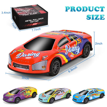 ZHFUYS 4 Pack 7 Inch Pull Back Cars Toy for Kids,Toy Cars for Kids Ages 3-8,Mini Vehicles Toy Race Cars Party Favors for Toddler