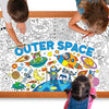 Outer Space Giant Coloring Poster For Kids 30 X 72 Inch, Space Large Coloring Poster Tablecloth, Outer Space Themed Color-In Act