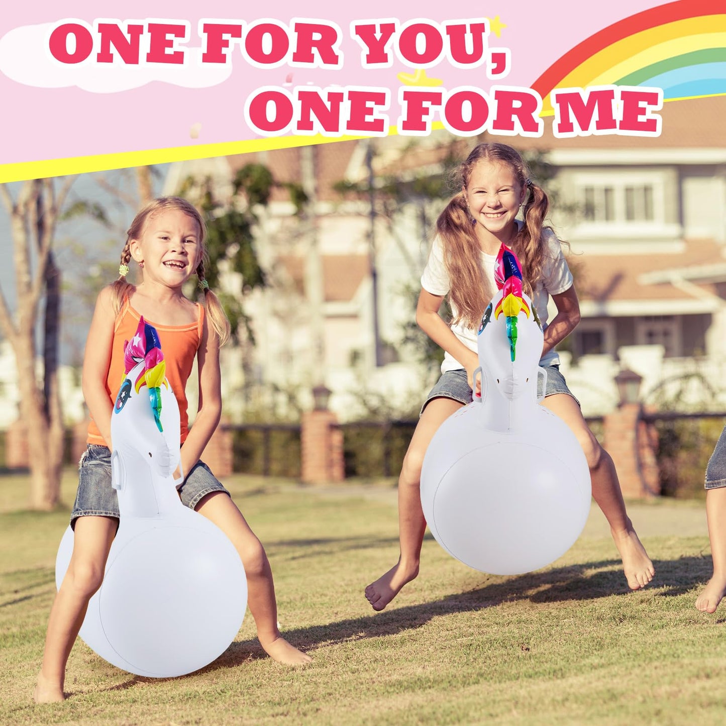 Hiboom 2 Pcs Giant Inflatable Hopping Toys 51 Inch Bouncer Animal Toys Ride On Toys Hopping Toys Hopper For Birthday Party Gifts