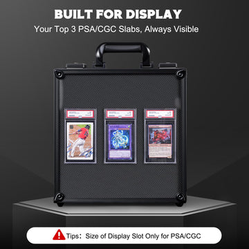 Kabinka Graded Card Storage Box with Display Window for PSA/CGC Holder TSA Combination Lock Trading Card Case for Sports Cards Storage Slab Case with 6+2 EVA Dividers for MTG/TCGs (Carbon Fibre)