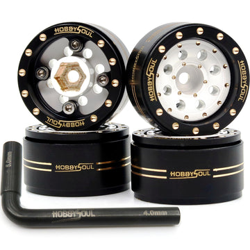 HOBBYSOUL Adjustable Offset 1.0 Beadlock Wheels Brass Rims Weight 44g/Rim for RC Micro Crawler 1/18 TRX4M 1/24 Axial SCX24 90081