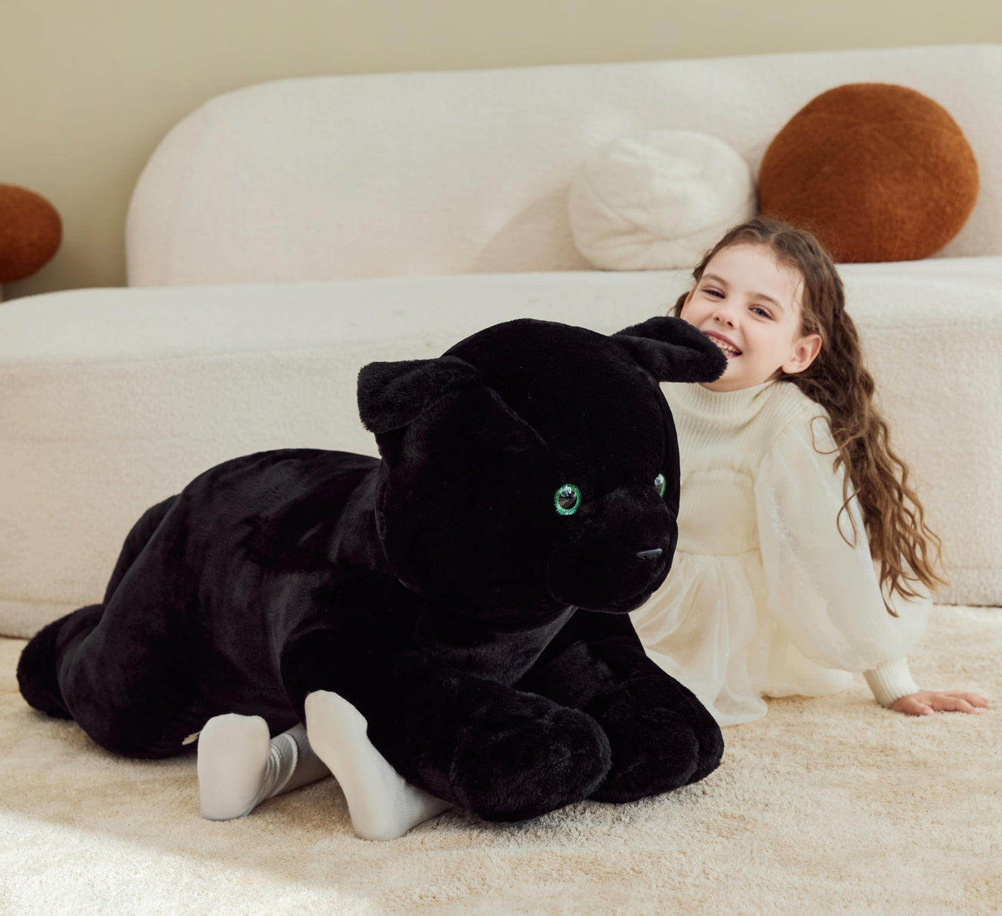 IKASA Giant Black Cat Plush Toy, 30" Soft Jumbo Stuffed Animal, Model 6636798, Perfect Gift for Kids