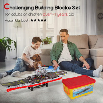 2234 Pieces Aircraft Carrier Building Blocks With Storage Box, 38X 7.7X10.5 Inch Stress Release Large Construction Military Wars