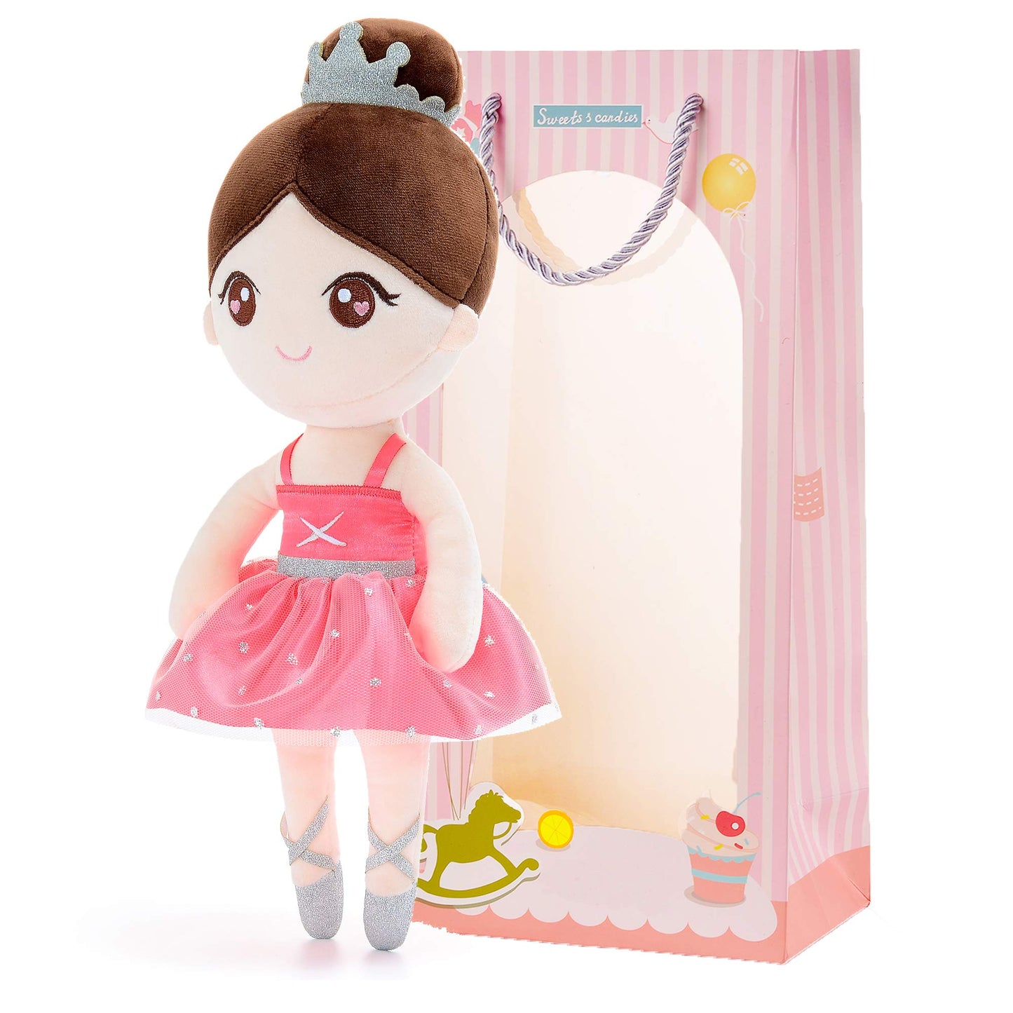 Gloveleya Baby Girl Gifts Dolls Soft Plush Toy Ballet Girl Doll Watermelon Red 13 Inches With Gift Box…
