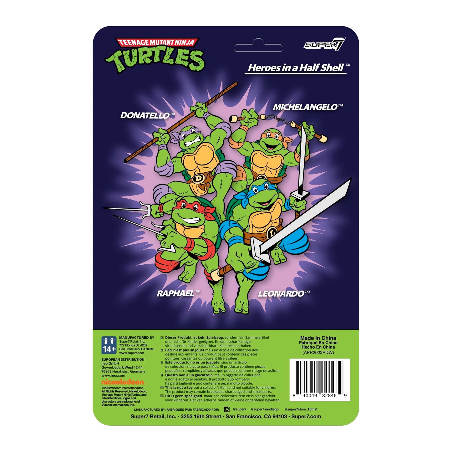 Super7 Teenage Mutant Ninja Turtles Michelangelo - 3.75' Tmnt Action Figure With Accessories Classic Cartoon Collectibles And Retro Toys