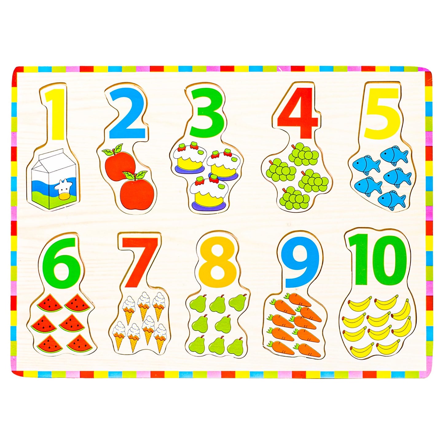 Wishkey Number Board Puzzle Toy With Illustrations, Montessori For Pre-Schooler Kids, Wooden Educational Puzzles For Early Learn