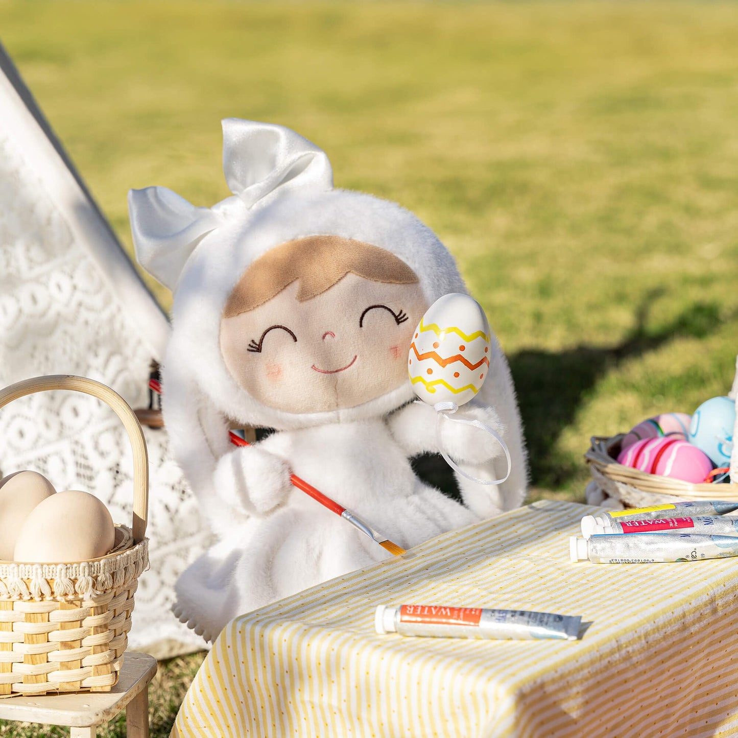 Gloveleya Easter Bunny Gift Baby Girl Gift Plush Bunny Dolls First Baby Doll Toddlers Rabbit Toy Bunny Gifts For Girl White 12 Inches