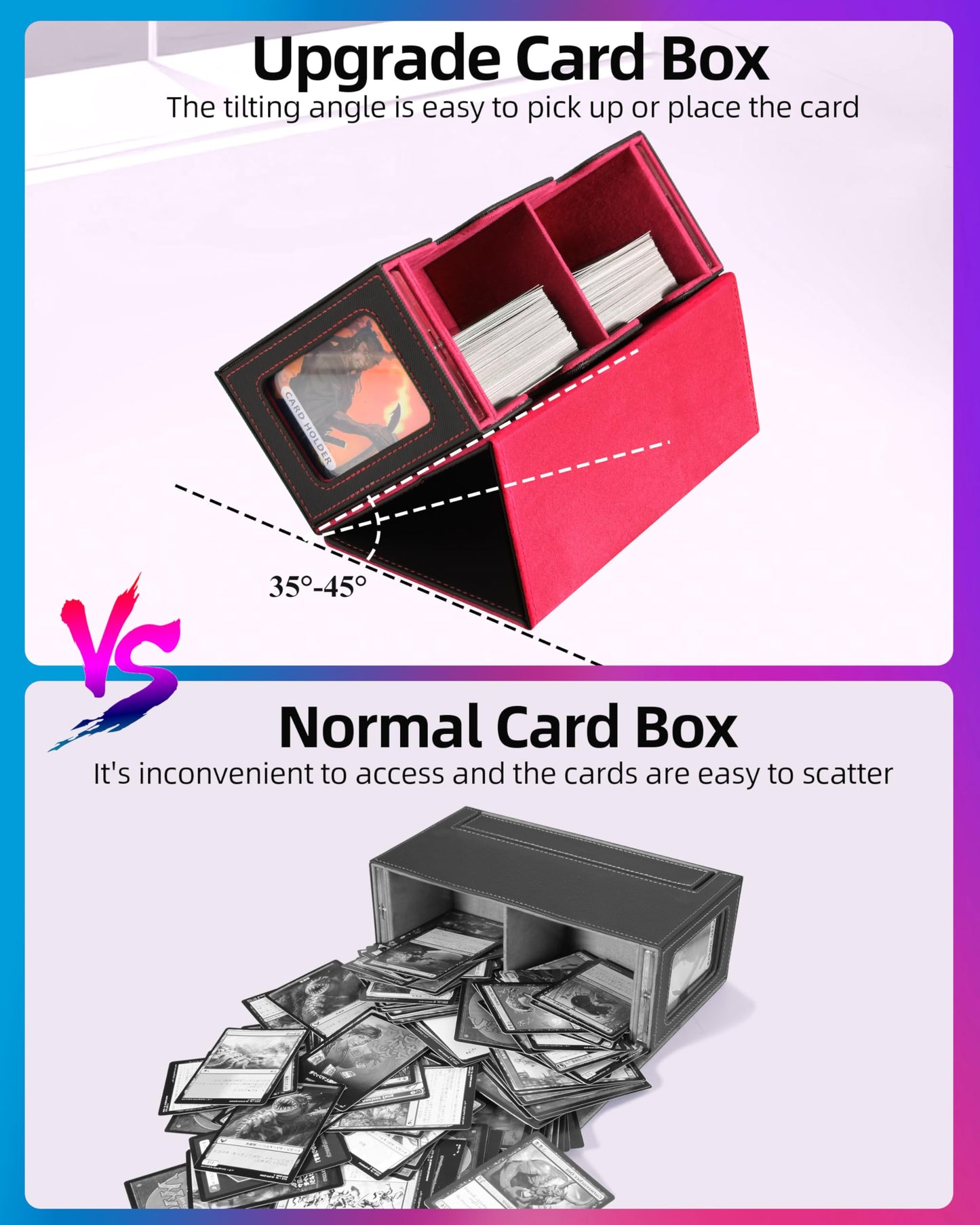 MTG Deck Box, MTG Commander Card Deck Box with Commander Display, Fits 320+ Single Sleeved, Double Card Storage Box with Dice Tr