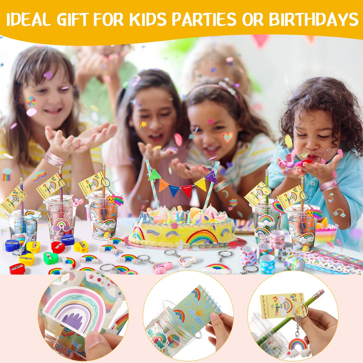 Noveread 251 Pcs Party Favors Set Includes Drink Gift Cup Mini Notebooks Pencils Heart Eraser Pencil Sharpener Slap Bracelets Ru