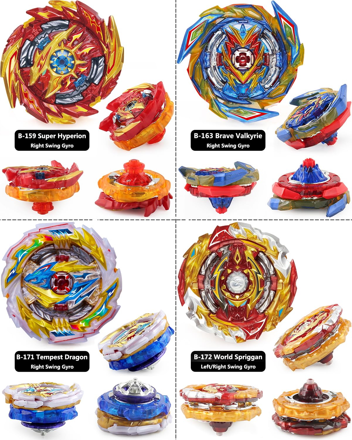 Desamvap Bey Battling Bay Blades and Launcher Toy Set 8 Metal Fusion Spinning Tops 2 Launchers 1 Grip Burst Tops Burst Gyro Comb