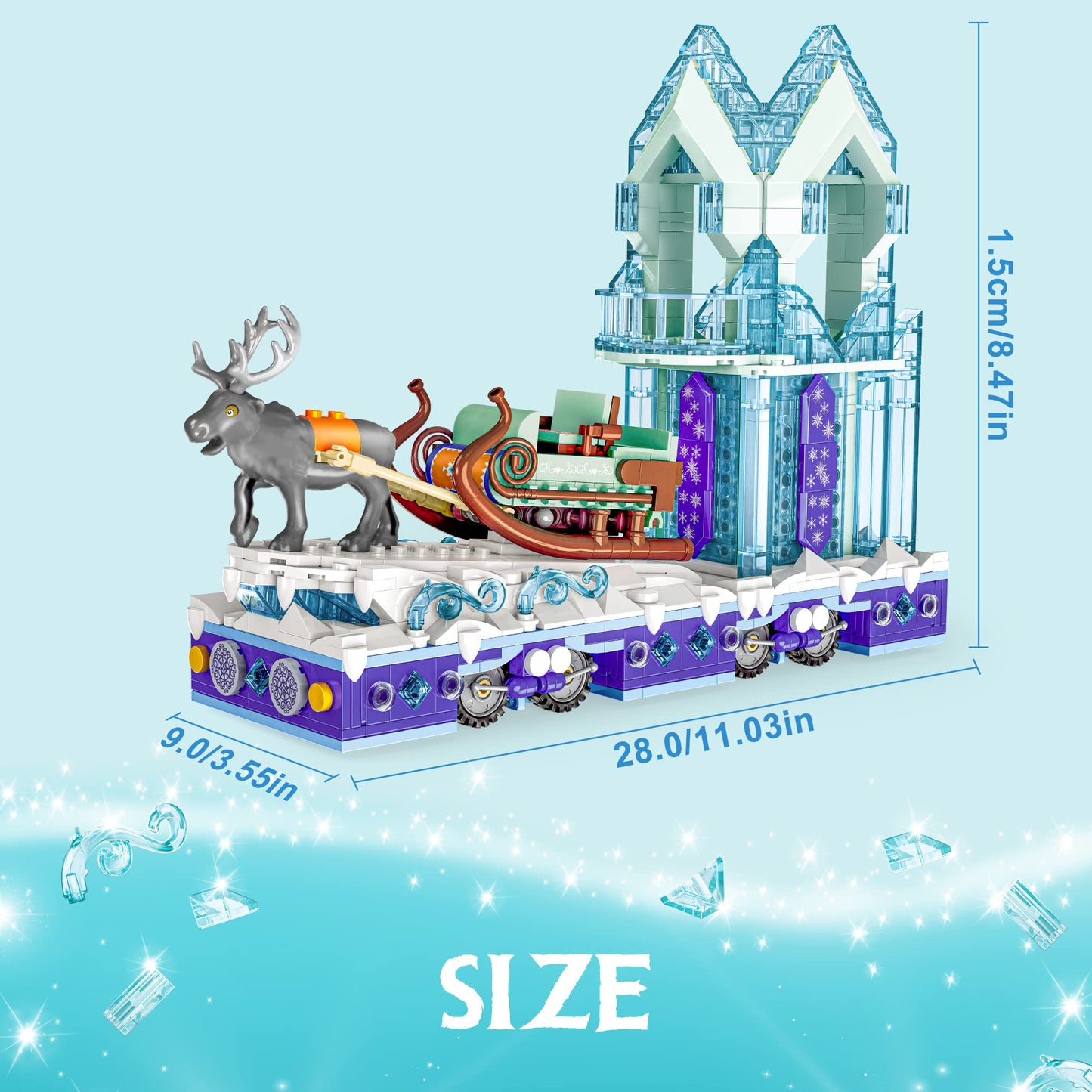 Under The Baubles Educiro Ice Princess Castle With Reindeer Sven Moveable Toy Building Set For Kids, Girls, And Boys Ages 8-12,(912 Pieces) Anna-Elsa'S Toys Gift Ideas