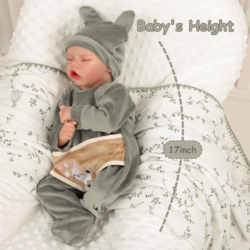 Kdudgso Lifelike Reborn Baby Dolls - 17 Inch Sleeping Realistic Newborn Baby Doll Soft Vinyl Limbs & Cloth Body Poseable Close E