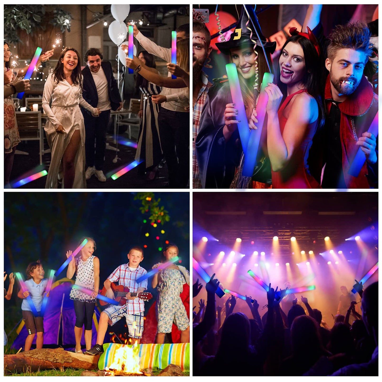 Suigreoy Glow Sticks Bulk,200 Pcs Led Foam Sticks Glow In The Dark Party Supplies With 3 Modes Colorful Flashing For Birthday We