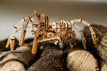 Wood Trick Mechanical Spider 3D Wooden Puzzle - Runs Up To 7 Feet - Wooden Model Kit For Adults And Kids To Build
