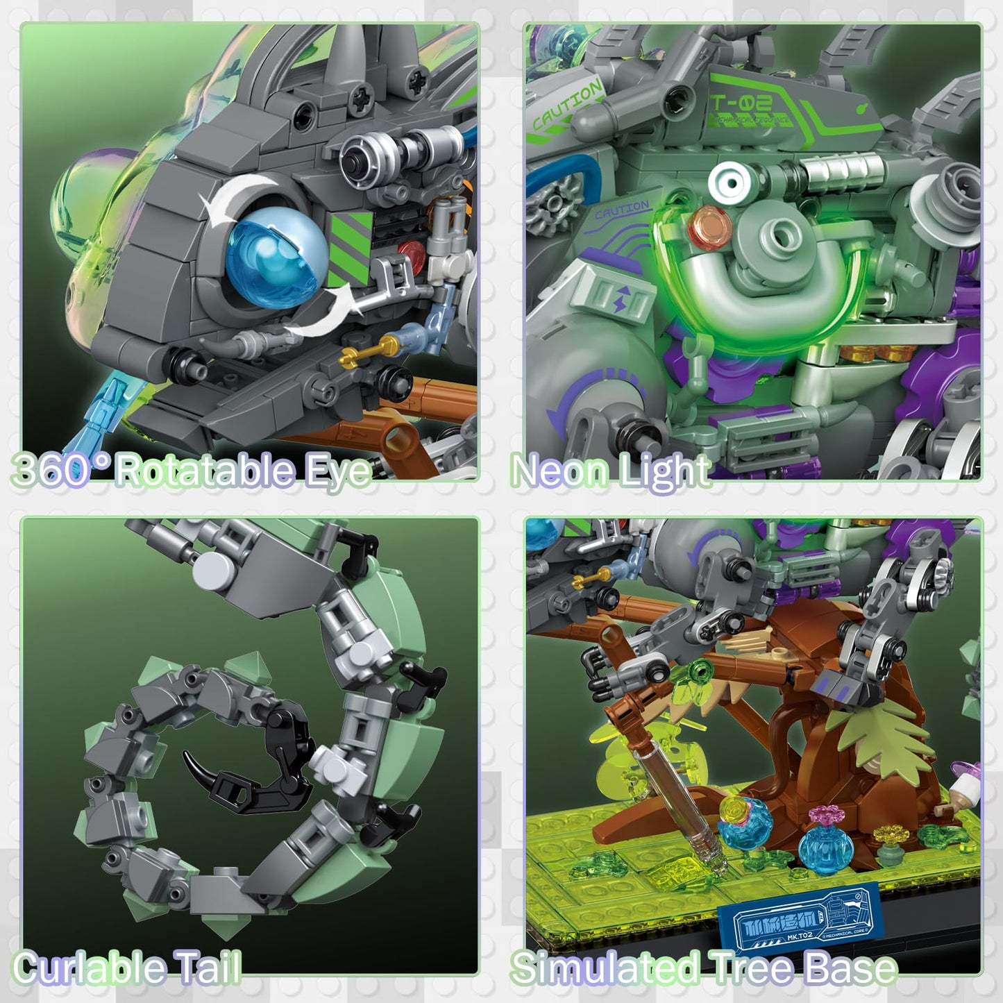 JMBricklayer mature-themed Building Sets Mechanical Chameleon 70124 Cool Rainforest Animals Collectible Display Model with Base Creative Design Building Toys Gifts for mature-themeds Men Boys Girls 14+